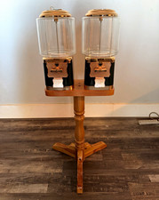 1997 VendWorx Dual Gumball Candy Machine NOS Vintage Green Gold Stand Key picture