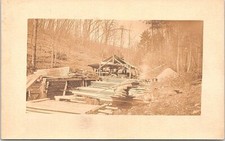 RPPC Sawmill in the Woods Lumber Camp Scene Maine? early 1900s picture