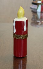 LIMOGES FRANCE BOX - CHRISTMAS - ROCHARD - RED CANDLE & YELLOW FLAME picture