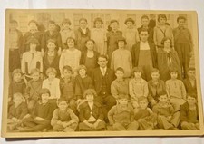 Antique RPPC Photo Postcard 1910s 1920s School Class Children Overalls Teacher picture