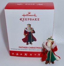 Hallmark Keepsake MINIATURE Ornament 2016 FATHER CHRISTMAS Fabric H88 picture