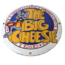 Vintage Chuck E Cheese Sign - Playground Pizza Kids Advertising Porcelain Sign picture