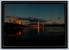Freighter Loading Portsmouth ME Postcard Dexter Press Sunset Bridge View picture