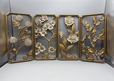 VTG Hollywood Regency Style Syroco FOUR SEASONS Floral Gold Wall Plaques Set picture