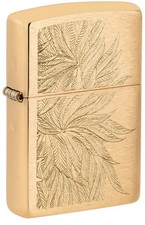 Zippo 46826, Lush Leaves Design, Brushed Brass Finish Lighter, NEW picture