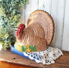 Vintage 1994 Hand-Painted Ceramic Turkey Centerpiece - Thanksgiving Fall Decor picture