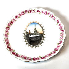 USS OREGON SHIP BREMERTON WA WASHINGTON Antique Souvenir RARE China Dish Plate picture