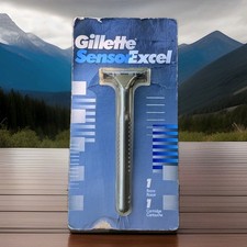 Vintage 1993 Gillette Sensor Excel Metal Handle Razor Silvertone NOS USA Made picture