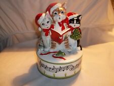 Vintage Schmid Christmas Cats Singing Carols Moving Music Box picture