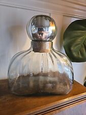 Vintage 80s Mexican Huge Handblown Glass Decanter Mercury Glass Sphere Stopper picture