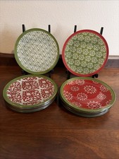 VTG Notions Holiday Glass Canape Plates 5.79” Crystal Clear Industries Set Of 12 picture