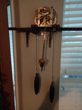 ANTIQUE SKELETON WEIGHT DRIVEN CLOCK..WORKING..READ PLEASE picture