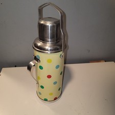 Vintage 1950/60s Polka Dot German Glass Insulated Aluminum Thermos  picture