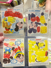 Walt Disney Joinies Card Set & Paper Cutouts/Decals Lot Mickey Goofy Pluto picture