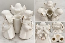 Vintage Three Wise Angels Ceramic Candle Holder See Hear Speak No Evil picture