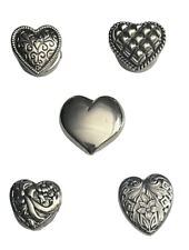 NONY New York Vintage Button Covers Hearts Silver Toned Etched Embossed Smooth picture
