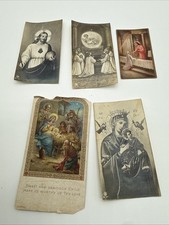 5 Antique Catholic Holy Church Prayer Cards picture