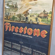 ANTIQUE FIRESTONE ARGENTINA TIRES 1943 WWII CALENDAR FRAME 