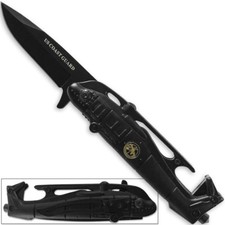 US Coast Guard Tactical Knife Helicopter Black Seatbelt Cutter Glass Breaker picture