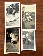4 Original 1930s B&W Photos Men bathing suit motorcycle Guitar gay interest picture