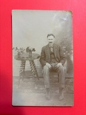 Antique RPPC Postcard Victorian Man Mustache Portrait Solio Photo Studio picture