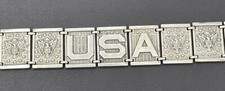 RARE WW2 Sterling Silver USA Great Seal Panel Bracelet Military WWII picture