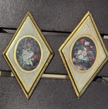 2 Vintage Florentine Wooden Diamond Wall Plaques Italy Gilded picture