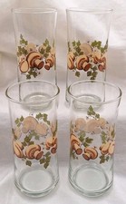 VTG LIBBEY FRANCO 70's Mushroom Tumbler Tall Drinking Glass 16oz Set Of 4 *MINT* picture