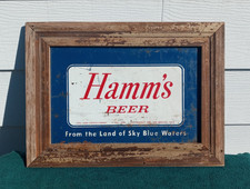Vintage Hamm's Beer Blue Metal Cooler Ice Box Chest Breweriana Custom Sign picture
