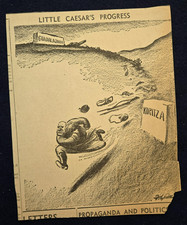 Vintage 1941 WWII Political Cartoon Clipping Mussolini Italy Fitzpatrick Propaga picture