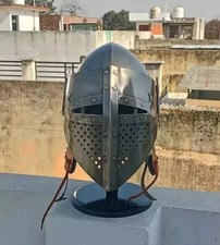 Knight LARP Steel Helmet  Halloween Bascinet Barbuta Helmet Medieval picture