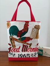 #874 Vintage 1965 Calendar GOOD MORNING Rooster Linen Kitchen Towel Tote Bag NEW picture