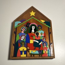 Vintage Co-op La Semilla de Dios Handmade Multicolor Wood Nativity El Salvador picture