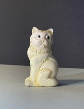 White Cat Handcarved Figurine Lucky Cat Collectible Miniature Adorable hand picture