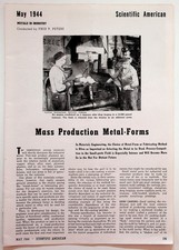 1944 Scientific American Magazine Page WWII Metal Production Industry picture