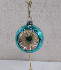 Large Vintage Indent Reflector Mercury Glass Christmas Ornament West Germany picture