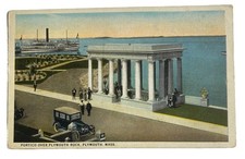 Plymouth Rock Portico Steamship, Auto ~Massachusetts MA ~ Antique 1900s Postcard picture