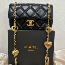New Chanel Makeup Black Quilted Shoulder Gold Strap Bag Crossbody-VIP Gift w Box picture