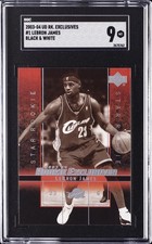 2003-04 UD ROOKIE EXCLUSIVES BLACK & WHITE #1 LEBRON JAMES SGC 9 picture