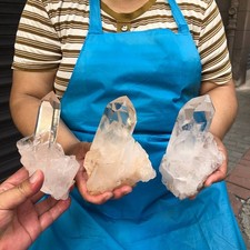 3pcs 3.87 LB Natural Clear Quartz Cluster Crystal Mineral Heals Specimen 6752 picture