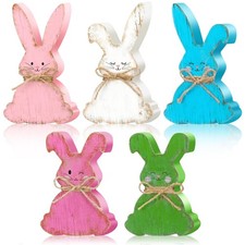 Lineshading 5 Pcs Easter Bunny Centerpieces Wood Easter Table Sign Farmhouse ... picture