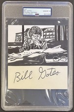 BILL GATES Autographed/Signed Cut Auto & Custom Art PSA Encapsulated Auto 10 picture
