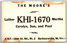 CB Radio QSL Card KHI-1670 The Moores Barboursville West Virginia C29 picture