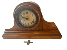 Vintage Ingraham Tambour Mantel Clock No. 239 Working With Key Wood Case picture