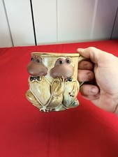 Vtg Giftcraft Japan 3D Hugging Frogs Stoneware Coffee Mug 3.5” Kitsch picture