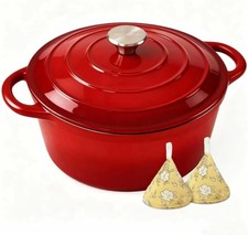 5 Qt Enameled Cast Iron Dutch Oven with Lid, Red picture