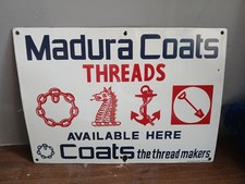 Rare vintage Madura Coats threads advertising enamel sign of 60's made in India picture