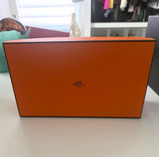 HERMÈS Large Orange & Black Rectangle Lidded Cardboard Box Matte Finish picture