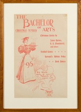 RARE 1895 Vintage Christmas Literary Poster Bachelor of Arts Football Harvard picture