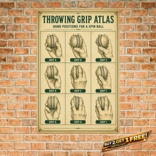 Baseball Pitching Grips Educational Metal Wall Art Sign 8x12 picture